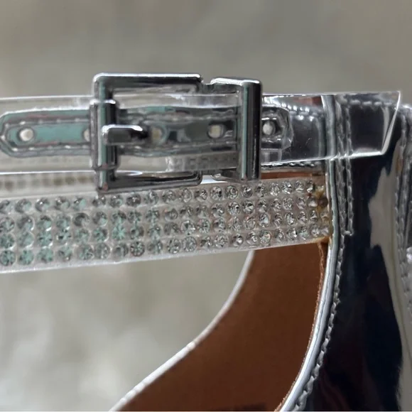 NWOT Jessica Simpson Silver/Crystal Waylane Sandal, Size 8.5 - Picture 8 of 15